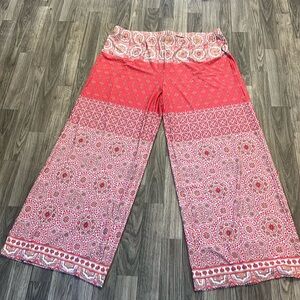 Chico's Reddish/Pink and White Wide Leg Pants